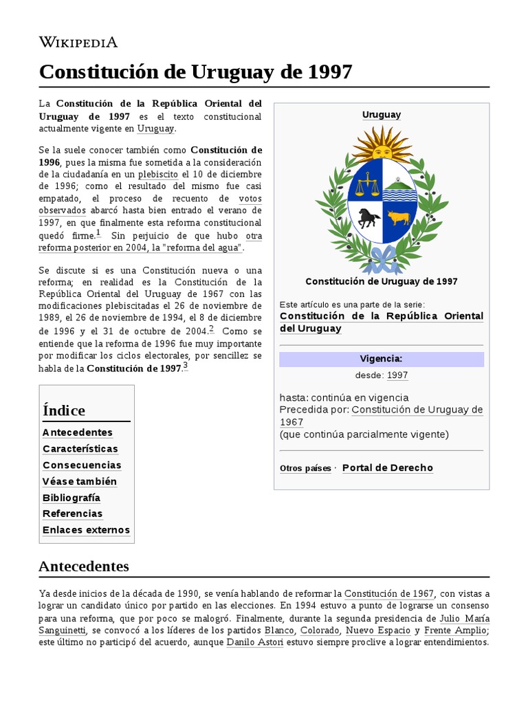 Constitución de Uruguay de 1997 PDF Ley Pública Responsabilidad