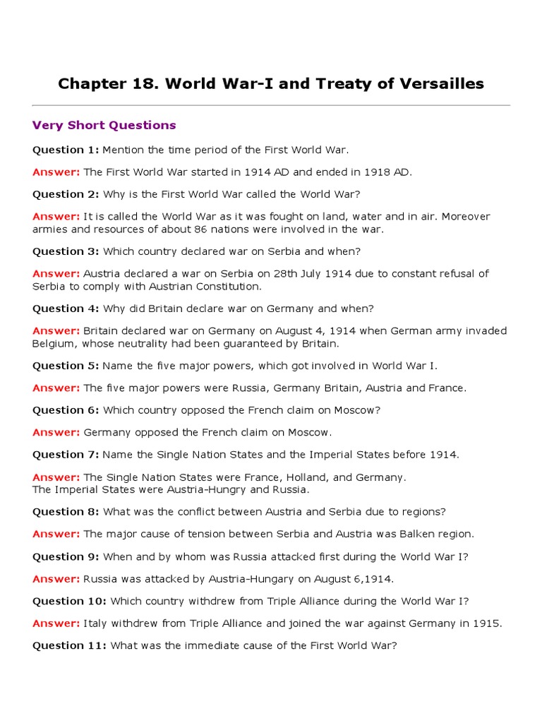 History Notes | PDF | World War I | Treaty Of Versailles