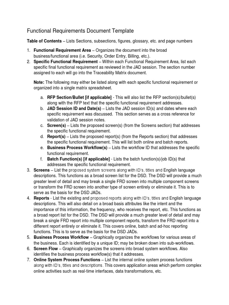 Functional Requirements Document Template | PDF | Workflow | Business ...