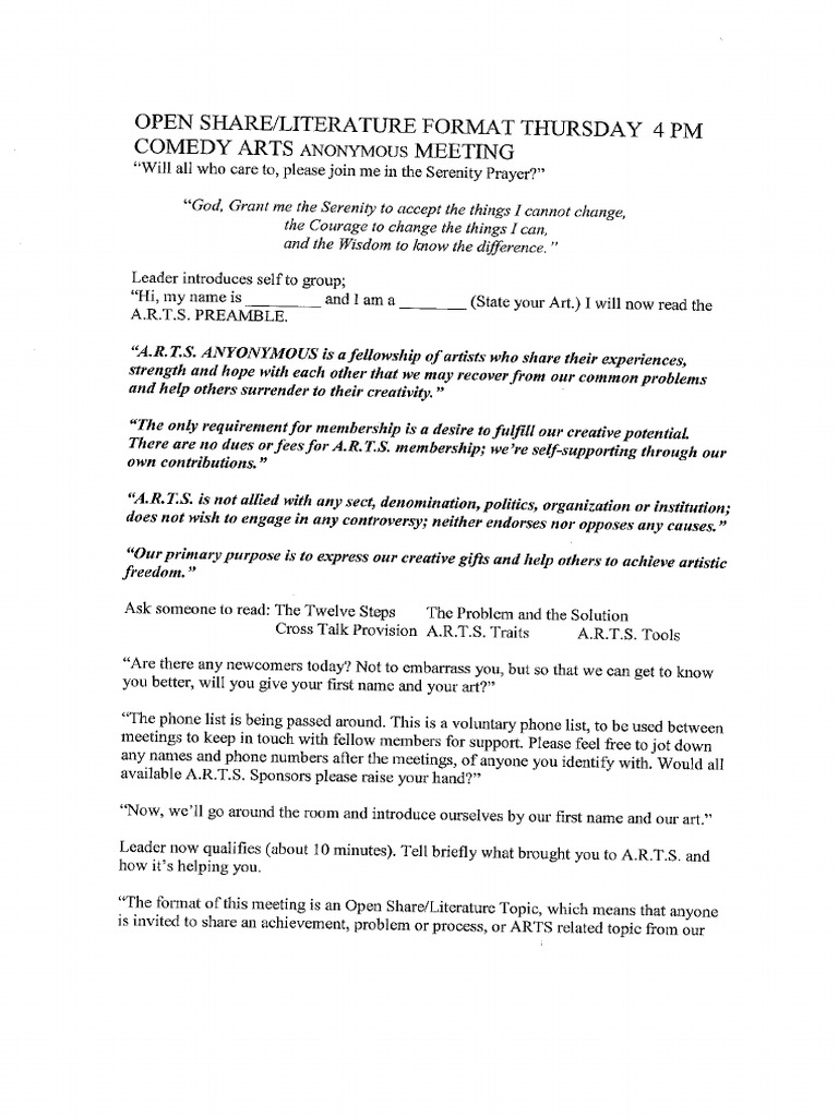 Arts AnonymousFormat | PDF