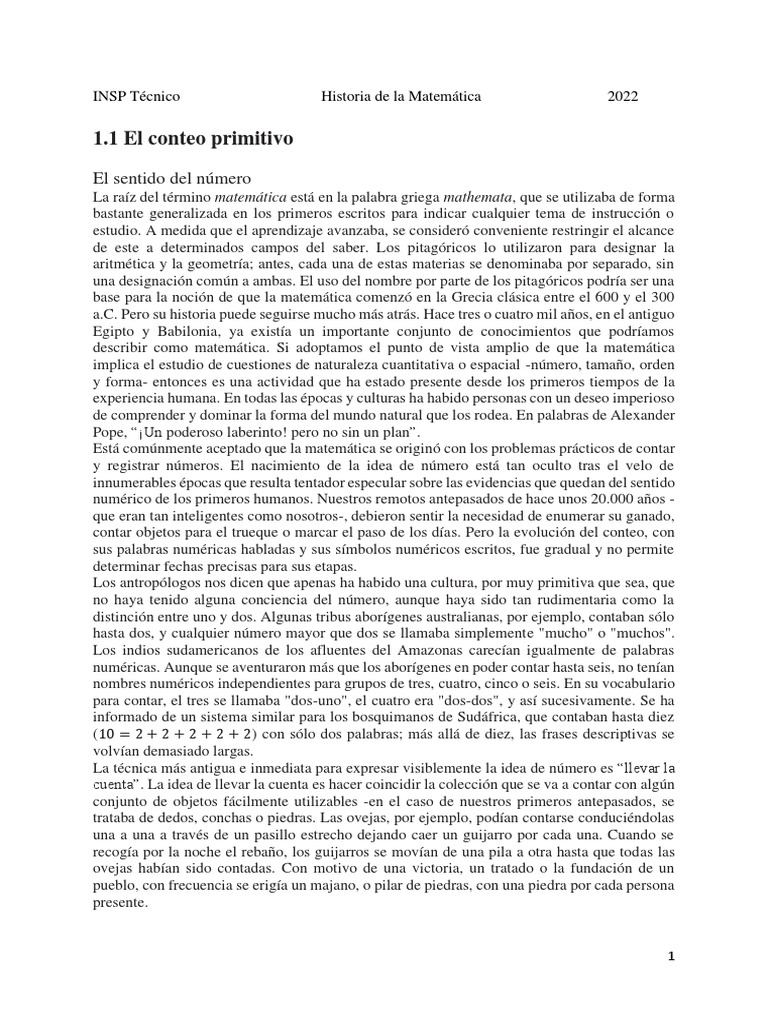 1.1 El Conteo Primitivo | PDF | Agricultura | Imperio Inca