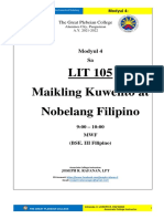 FINALS - LIT 105 Maikling Kuwento at Nobelang Filipino