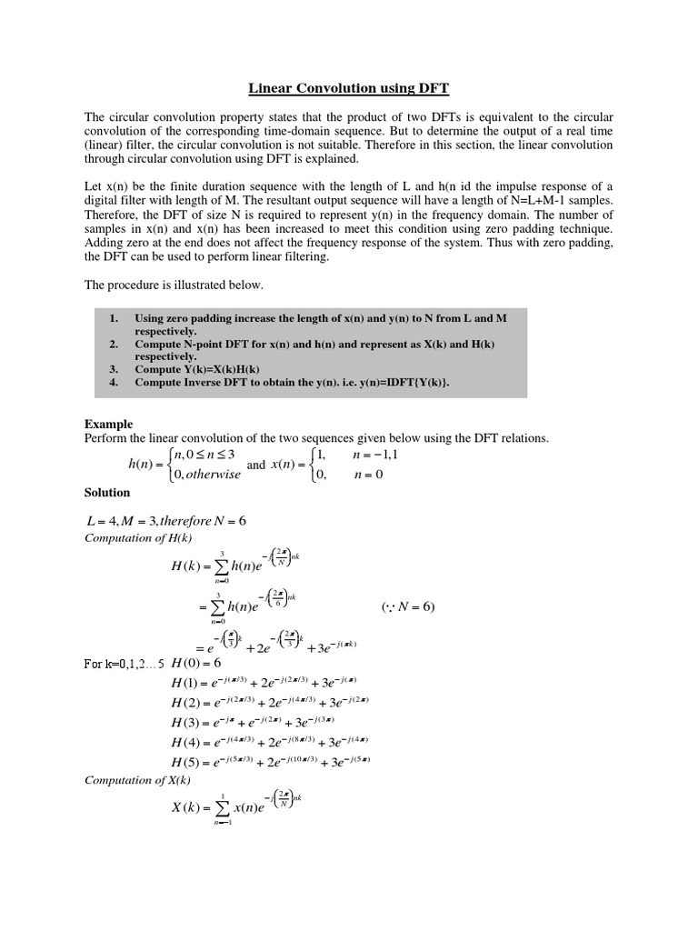 Linear Convolution Using DFT | PDF | Discrete Fourier Transform ...
