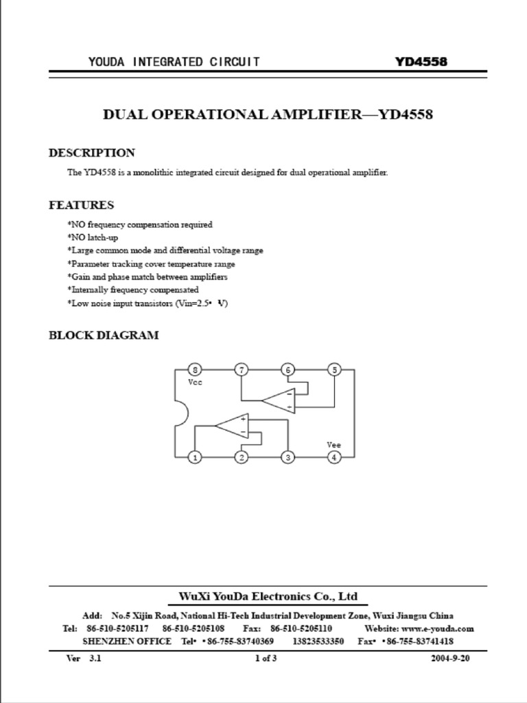 4558 PDF, 4558 Description, 4558 Datasheet, 4558 View - ALLDATASHEET | PDF