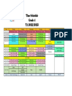 Weekly class schedule for elementary school with subject times