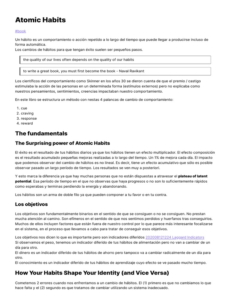 √[PDF] ACCESS' Resumen Completo: Habitos Atomicos (Atomic Habits) - / X