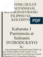 Epektong Dulot NG Pagtanggal NG Asignaturang Filipino Sa