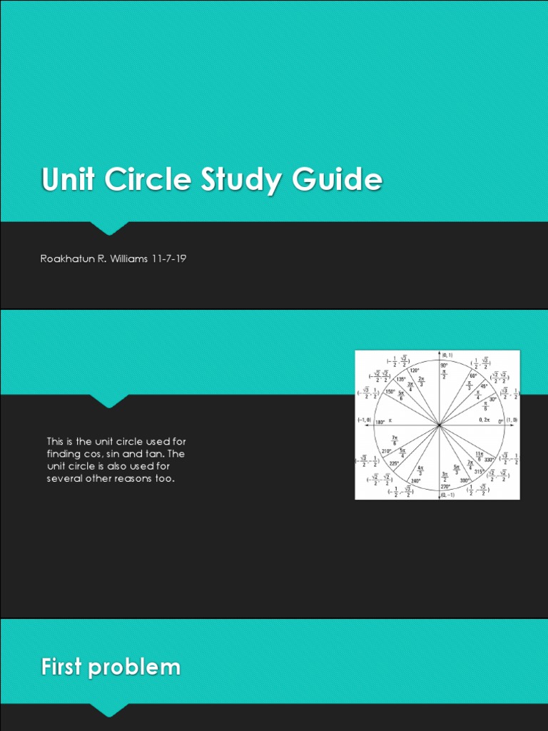 Unit Circle Study Guide RoakhatunR Williams PDF