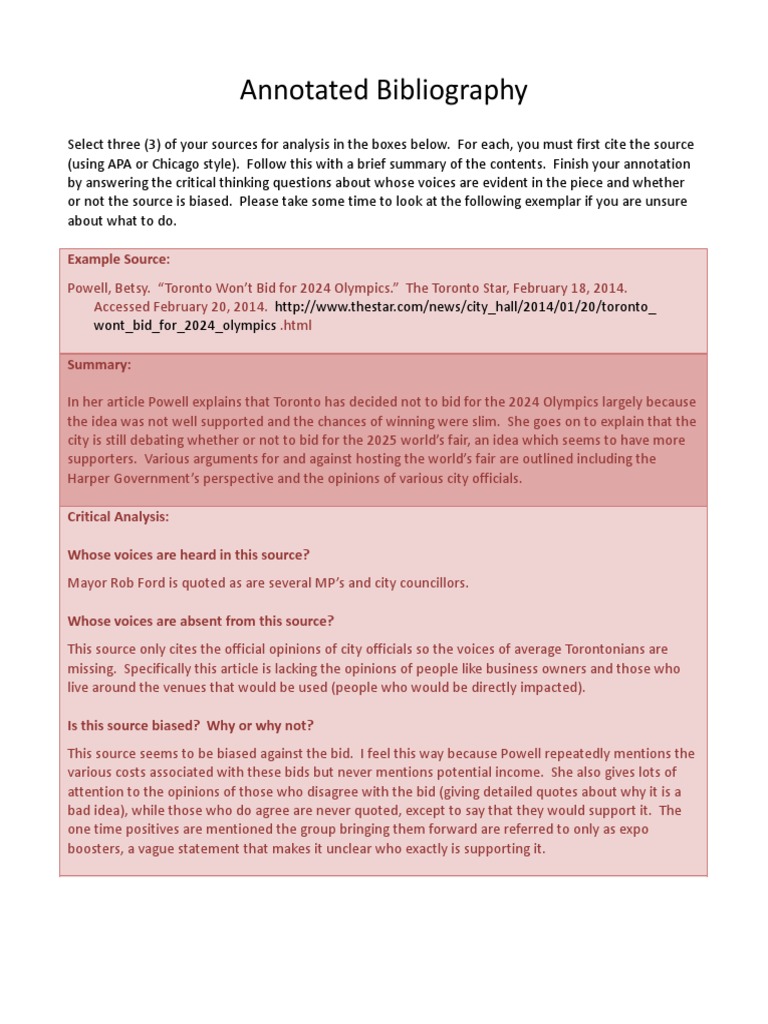 Annotated Bibliography Worksheet Blyth PDF Cost Of Living Ontario