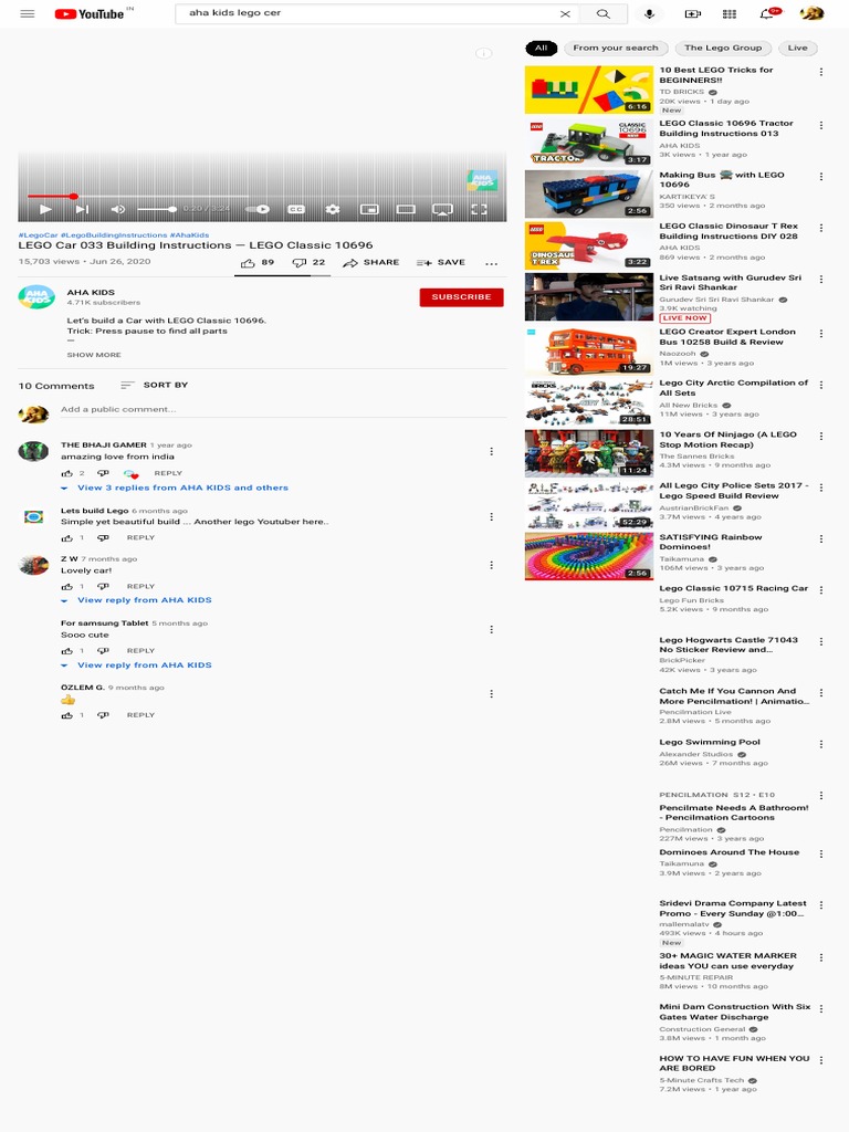 LEGO Car 033 Building Instructions - LEGO Classic 10696 - YouTube | PDF