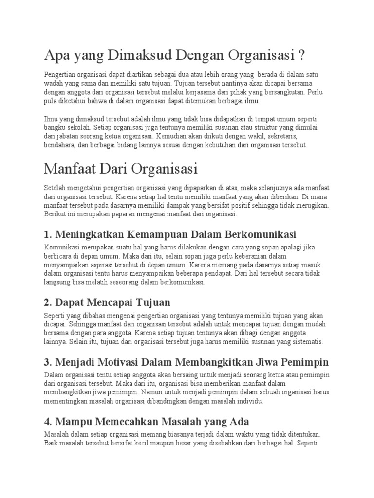 Apa Yang Dimaksud Dengan Organisasi PDF