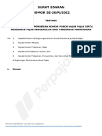 Surat Edaran Direktur Jenderal Pajak Nomor - SE-20 - PJ - 2022