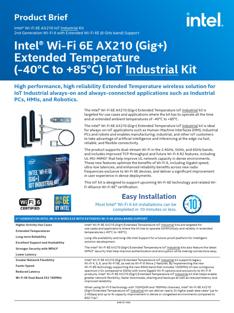 Intel WiFi 6E AX210 - Extended Temp IoT Industrial Kit - Product