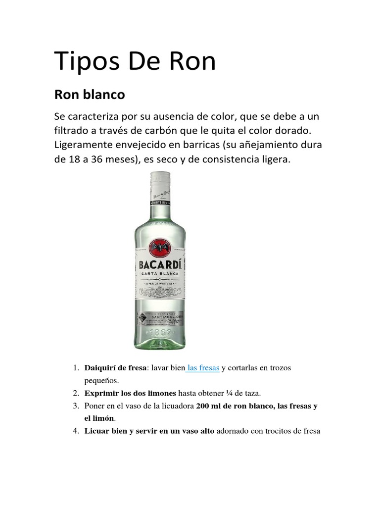 Tipos y características del ron | PDF | Hogar, jardinería y bricolaje ...