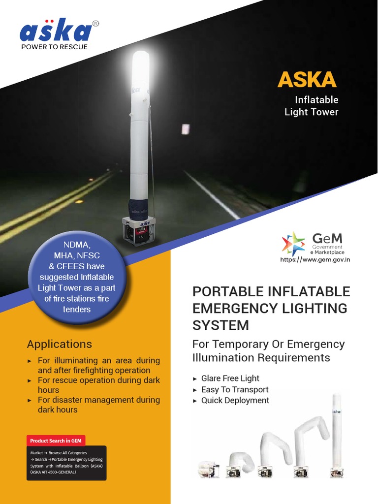Aska Portable Inflatable Light Tower | PDF | Lighting | Manufactured Goods