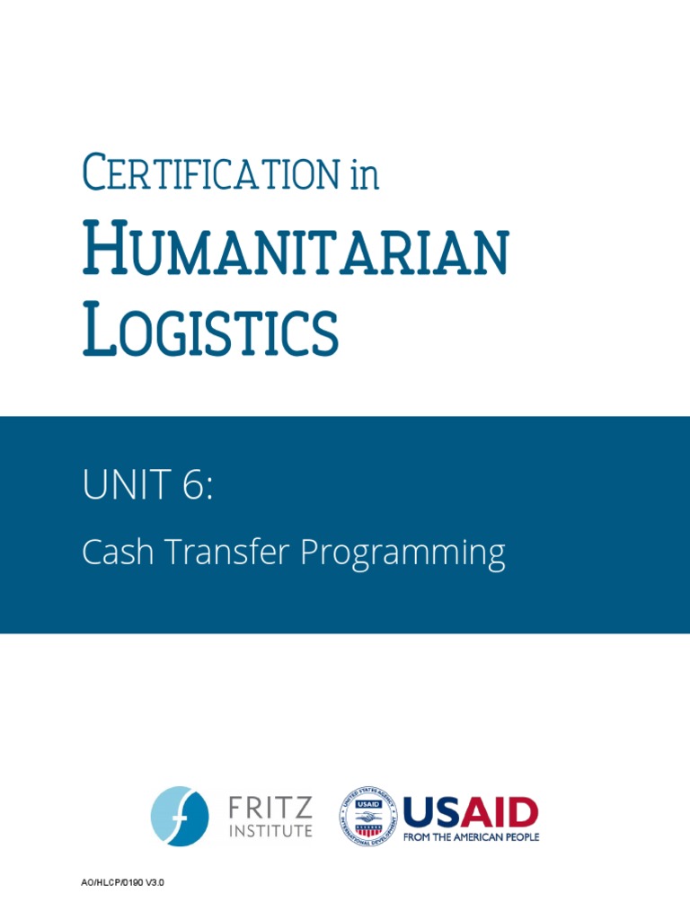 Unit 6 Cash Transfer Programming Pdf Market Economics Retail