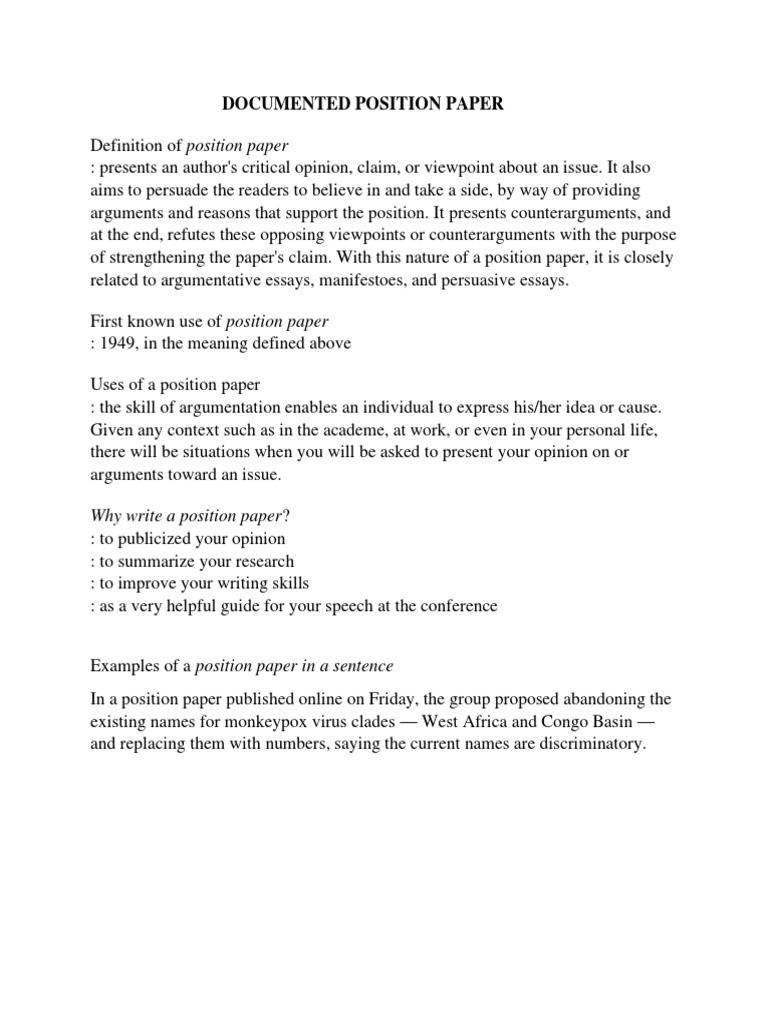 Documented Position Paper 2 | PDF | Essays | Persuasion