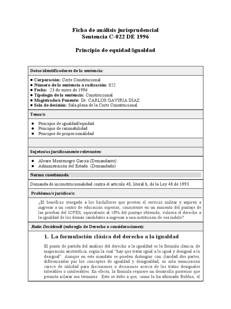 Sentencia C022 de 1996 | PDF | Constitución | Caso de ley