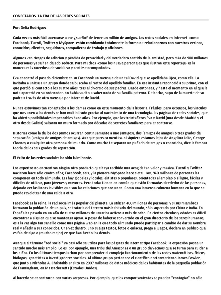 03.5 - Conectados - La Era de Las Redes Sociales | PDF | Servicio de ...