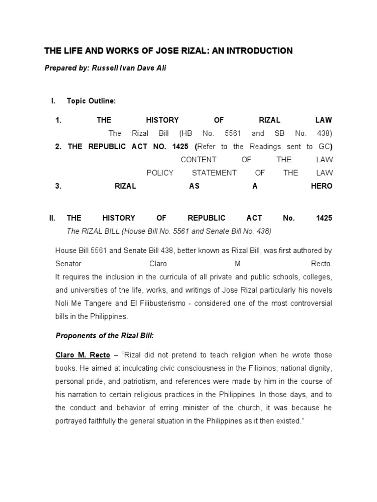 Rizal Law: History & Impact | PDF | Philippines