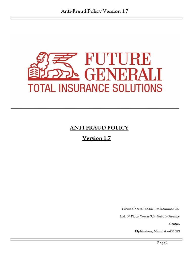 Anti Fraud Policy PDF Insurance Fraud