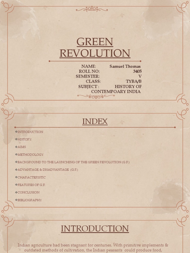 Green Revolution - History of Contemporary India | PDF | Agriculture ...