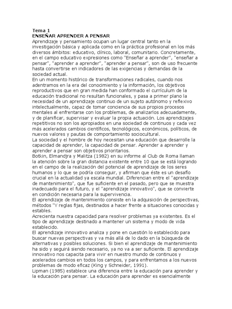 Estrategias para Enseñar a Pensar | PDF | Aprendizaje | Pensamiento
