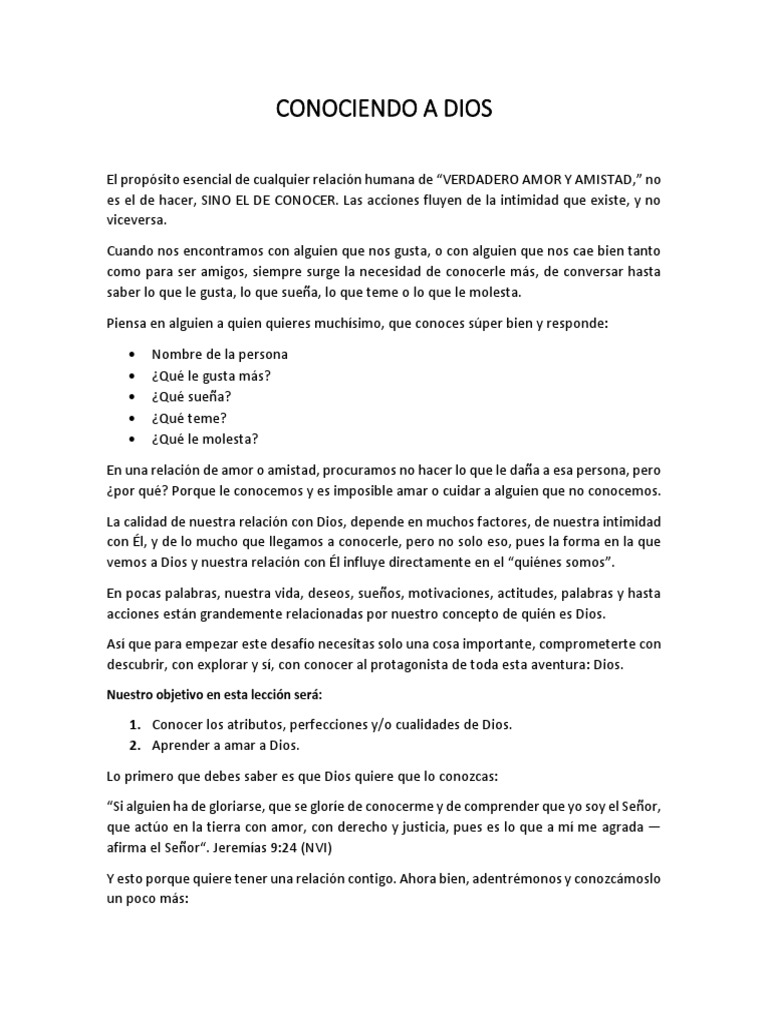Conociendo a Dios: Intimidad y Amor | PDF | Amor | Dios