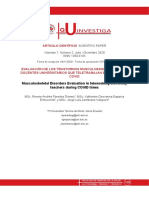 Evaluación de Los Trastornos Musculoesqueléticos en Docentes Universitarios Que Teletrabajan en Tiempos de Covid