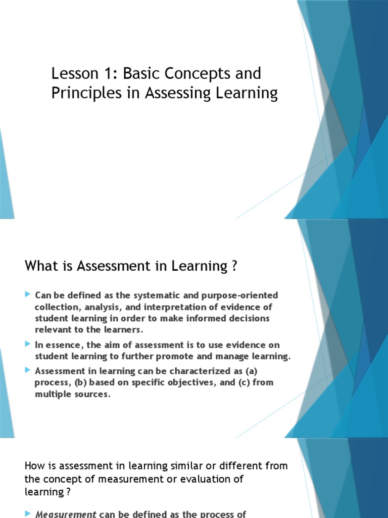 LESSON 1 Basic Concepts and Principles in Assessing Learning | PDF ...
