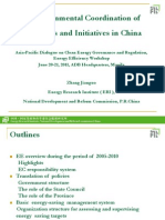 Intergovernmental Coordination of EE Policies and Initiatives in China