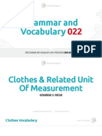 Grammar and Vocab 022 - Clothes and Unit of Measurement PDF