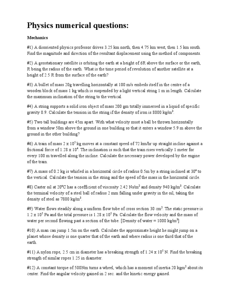 Physics Numerical Problems and Solutions | PDF | Lens (Optics) | Capacitor