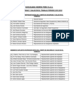 Miembros Representantes Del Comite SST 2015-2016