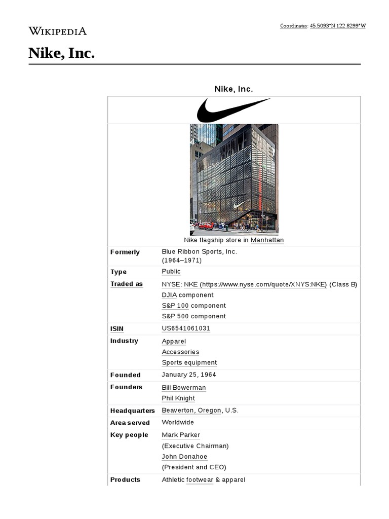 Nike, Inc. PDF Nike