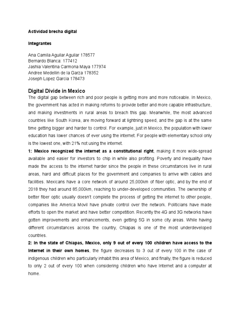 Digital Divide PDF Mexico Economies
