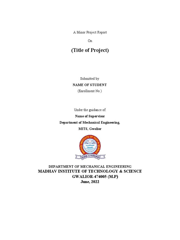 Minor Project Report - Mechanical Engineering | PDF | Turnitin | Science