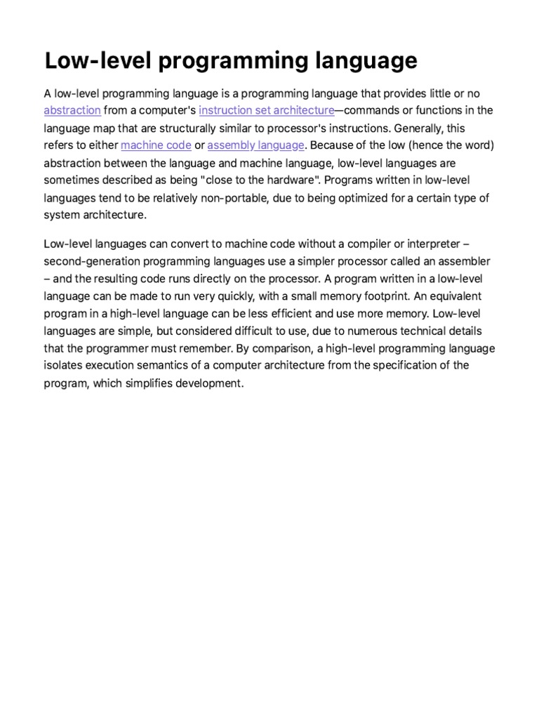 Low-Level Programming Languages | PDF