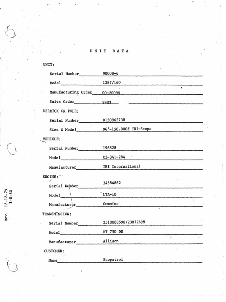 Franks 300 Parts List EcopetrolOcr PDF