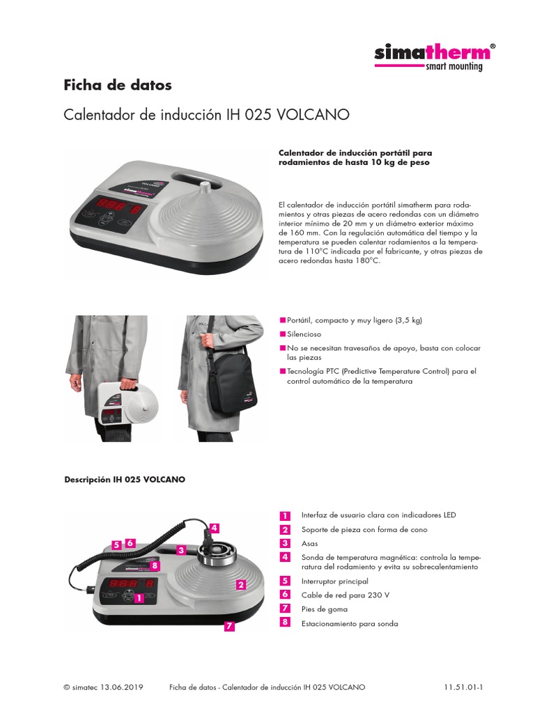 Ficha Tecnica - Simatherm IH 025 Volcano - PDF | PDF | Rodamiento ...