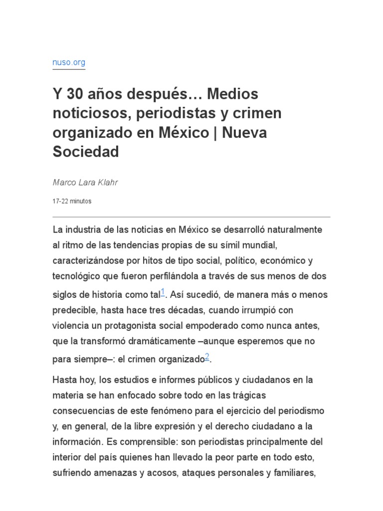 Medios y crimen organizado en México | PDF | Violencia | México