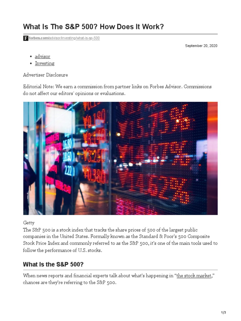 What Is The SampP 500 How Does It Work PDF Dow Jones Industrial Average Stock Market Index
