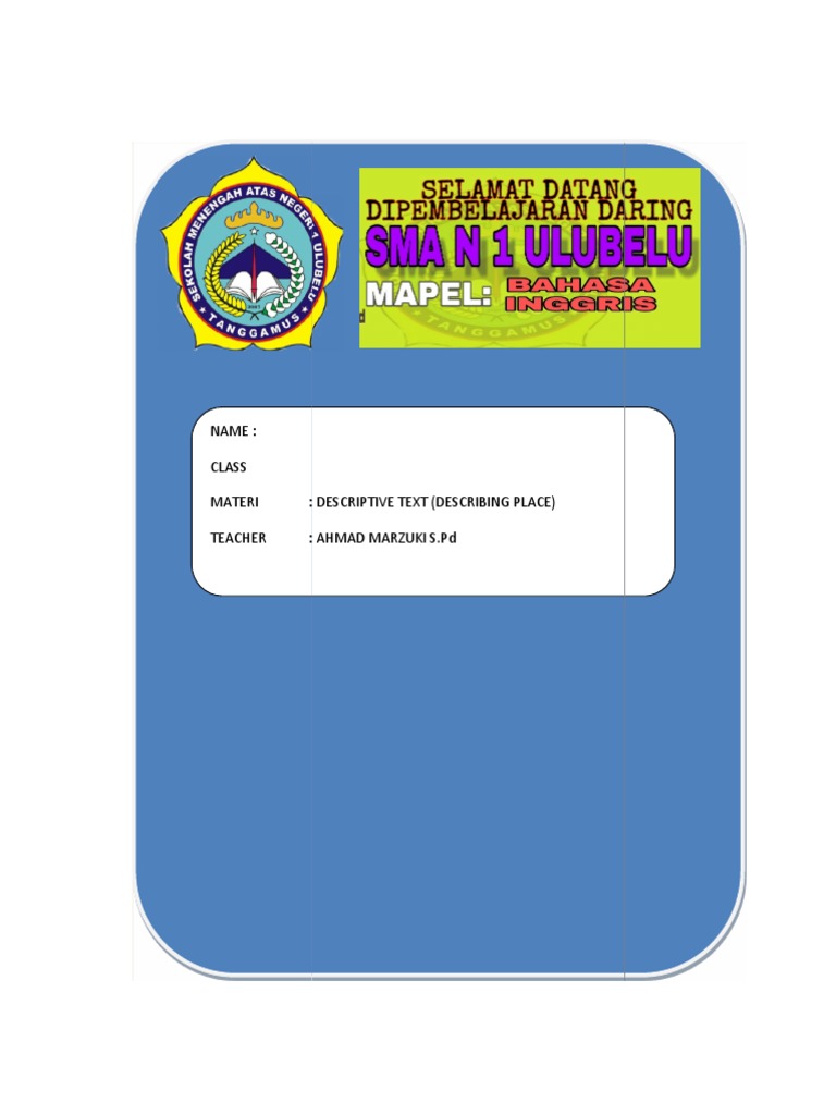 Lkpd work sheet descriptive text kelas x sma pdf adverb linguistics