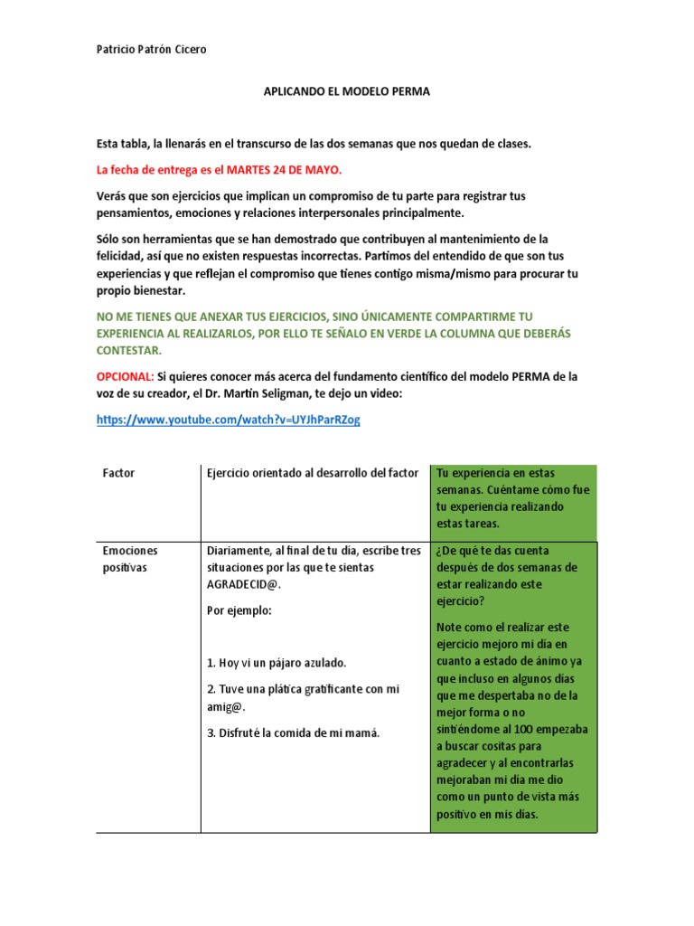 Aplicando El Modelo Perma | PDF | Felicidad