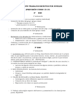 Planificación Trabajos Escritos Por Niveles 22-23