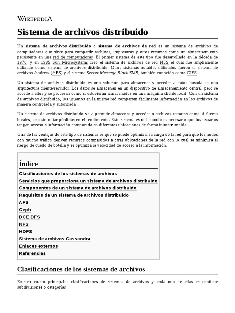 Sistema de Archivos Distribuido Descargar gratis PDF Computación