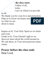 Prayer Before The Class Starts