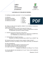 Lista de Exercícios - Grandezas e Unidades de Medida