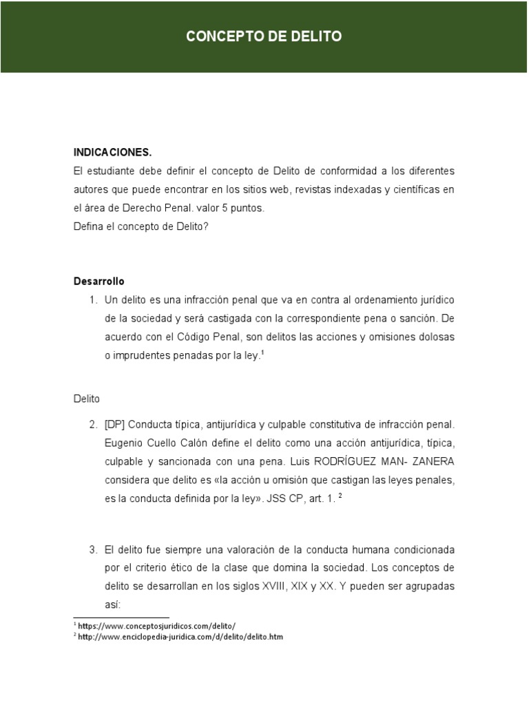 Concepto de Delito | PDF | Derecho penal | Ley común
