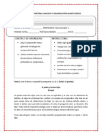 Evaluacion Semestral Lenguaje Quinto Basico 23 de Junio